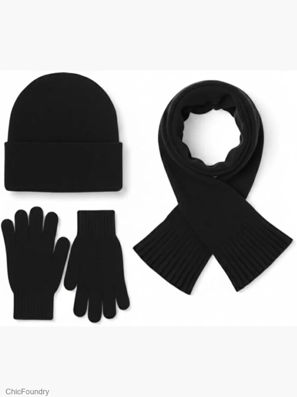 Kids Winter Hat Scarf Gloves Set Knit Beanie Magic Gloves Boys Girls